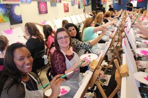 (L to R) Roshanda Cayette-Contreras, Crystal Carbone and Claudia Garza enjoy a painting session during “The Art of Knowing” event.